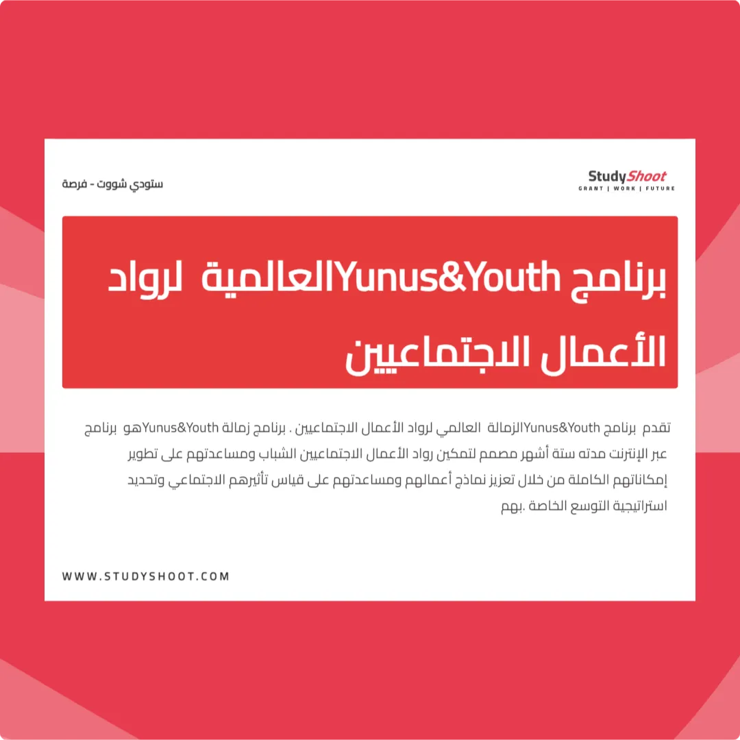 برنامج Yunus&Youth العالمية لرواد الأعمال الاجتماعيين