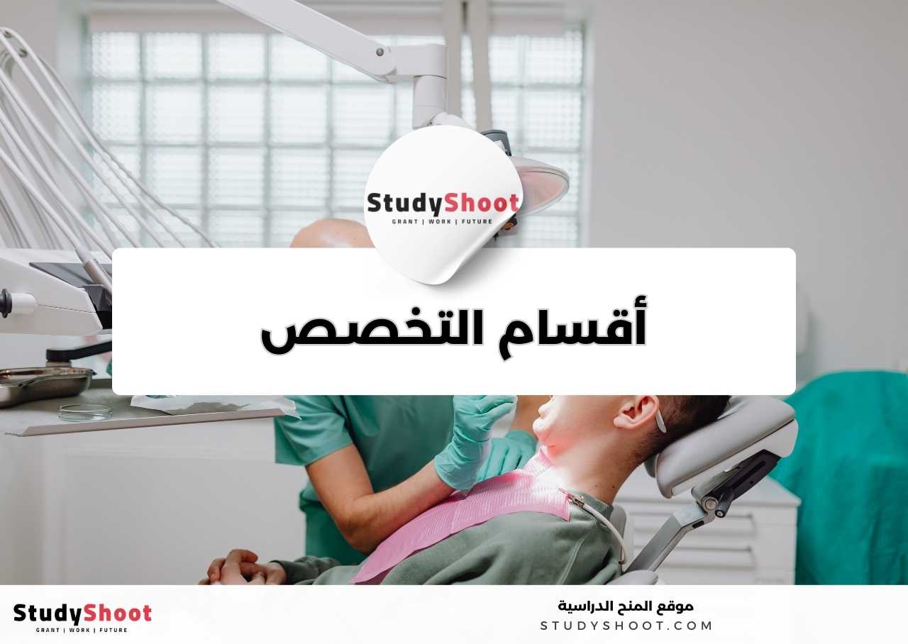 كم عدد وأسماء أقسام تخصص طب الأسنان؟