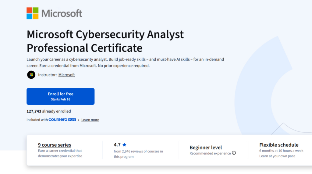 دورة شهادة الأمن السيبراني من مايكروسوفت مجاناً