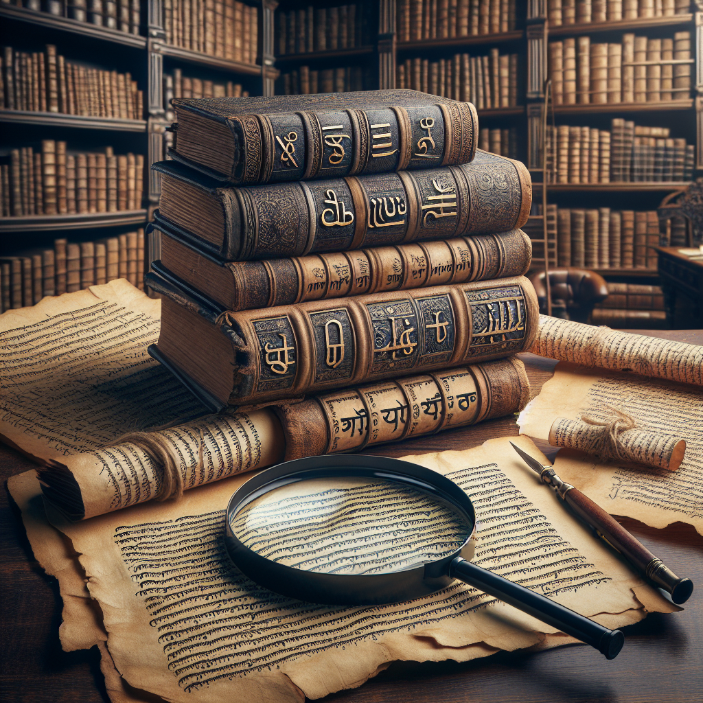 كتب قديمة ومكبرة عدسات