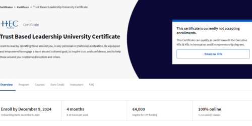 شهادة جامعية في القيادة القائمة على الثقة