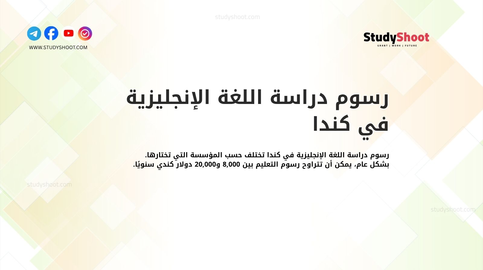 رسوم دراسة اللغة الإنجليزية في كندا