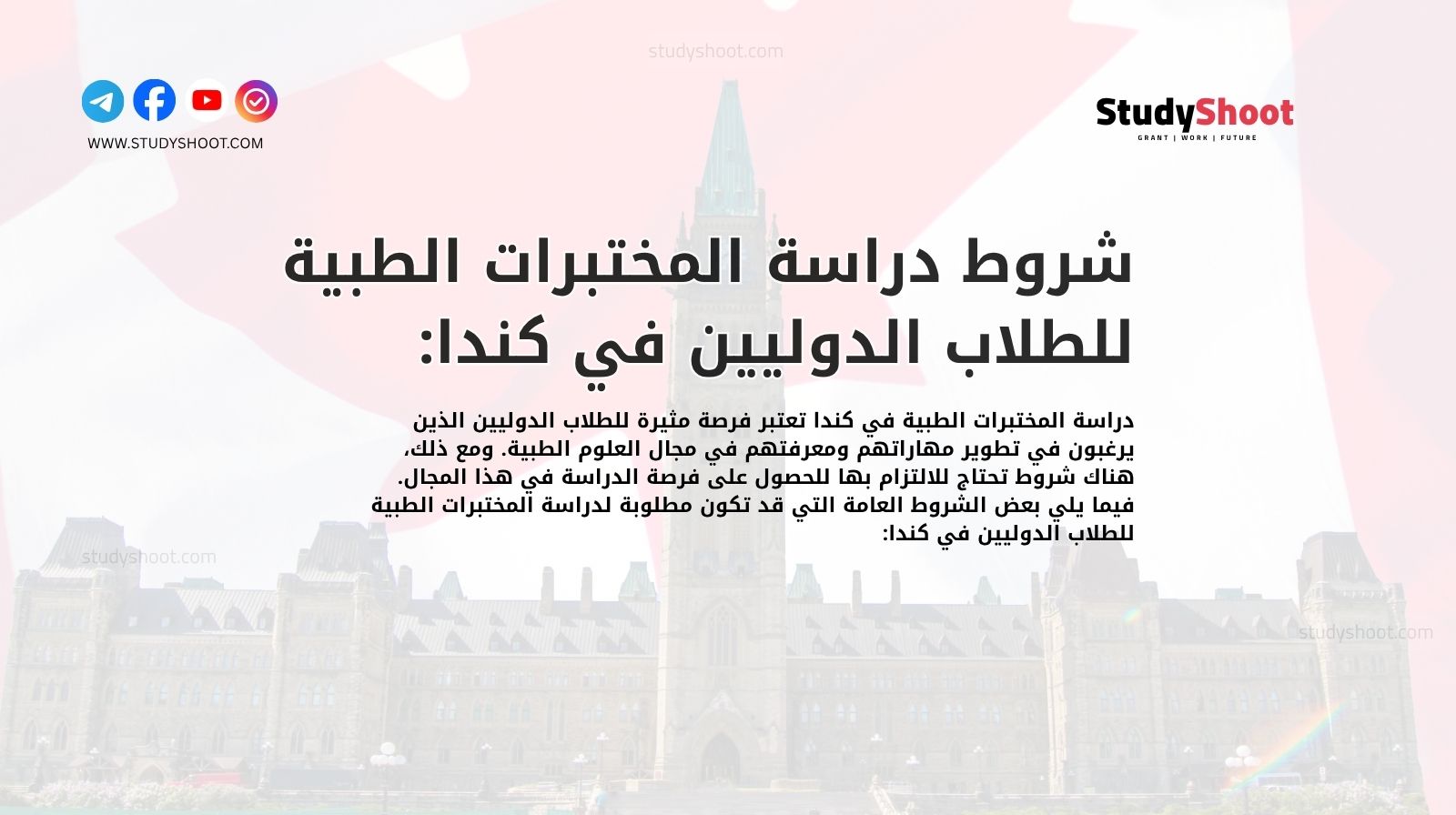 شروط دراسة المختبرات الطبية للطلاب الدوليين في كندا: