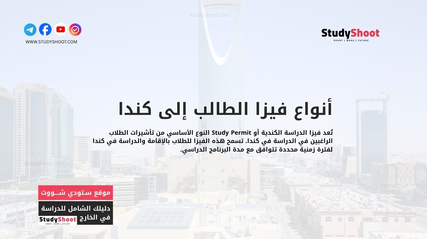 أنواع فيزا الطالب إلى كندا