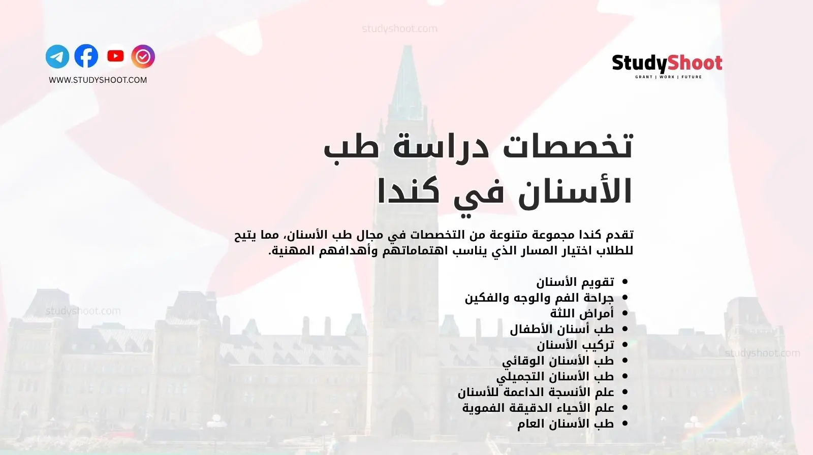 تخصصات دراسة طب الأسنان في كندا