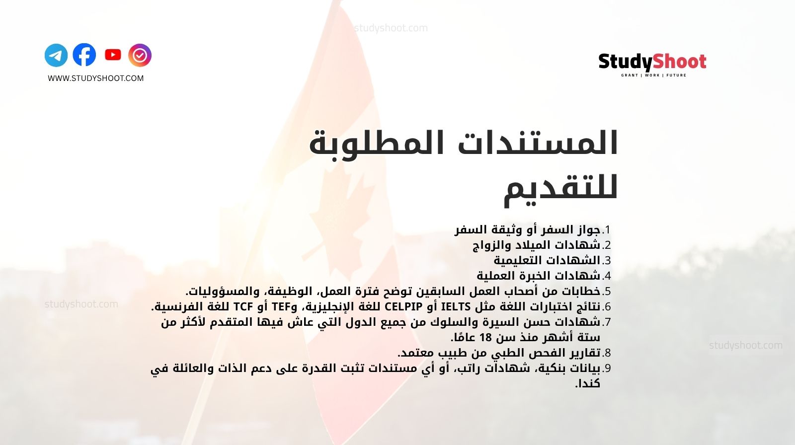 المستندات المطلوبة للتقديم