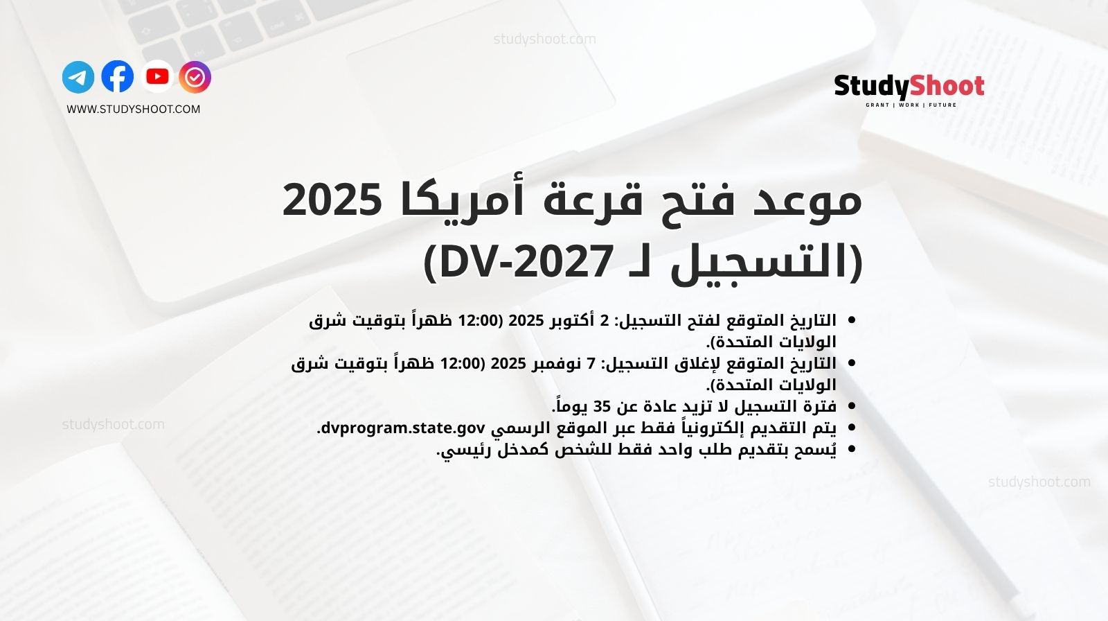 موعد فتح قرعة أمريكا 2025 (التسجيل لـ DV-2027)
