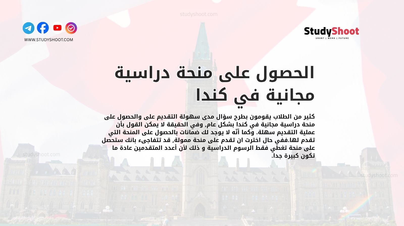 الحصول على منحة دراسية مجانية في كندا