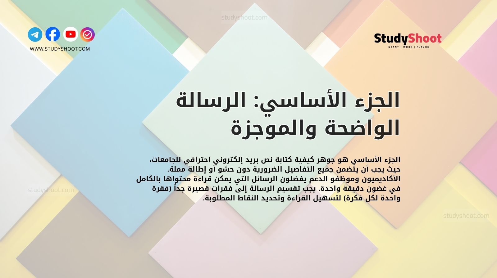 الجزء الأساسي: الرسالة الواضحة والموجزة