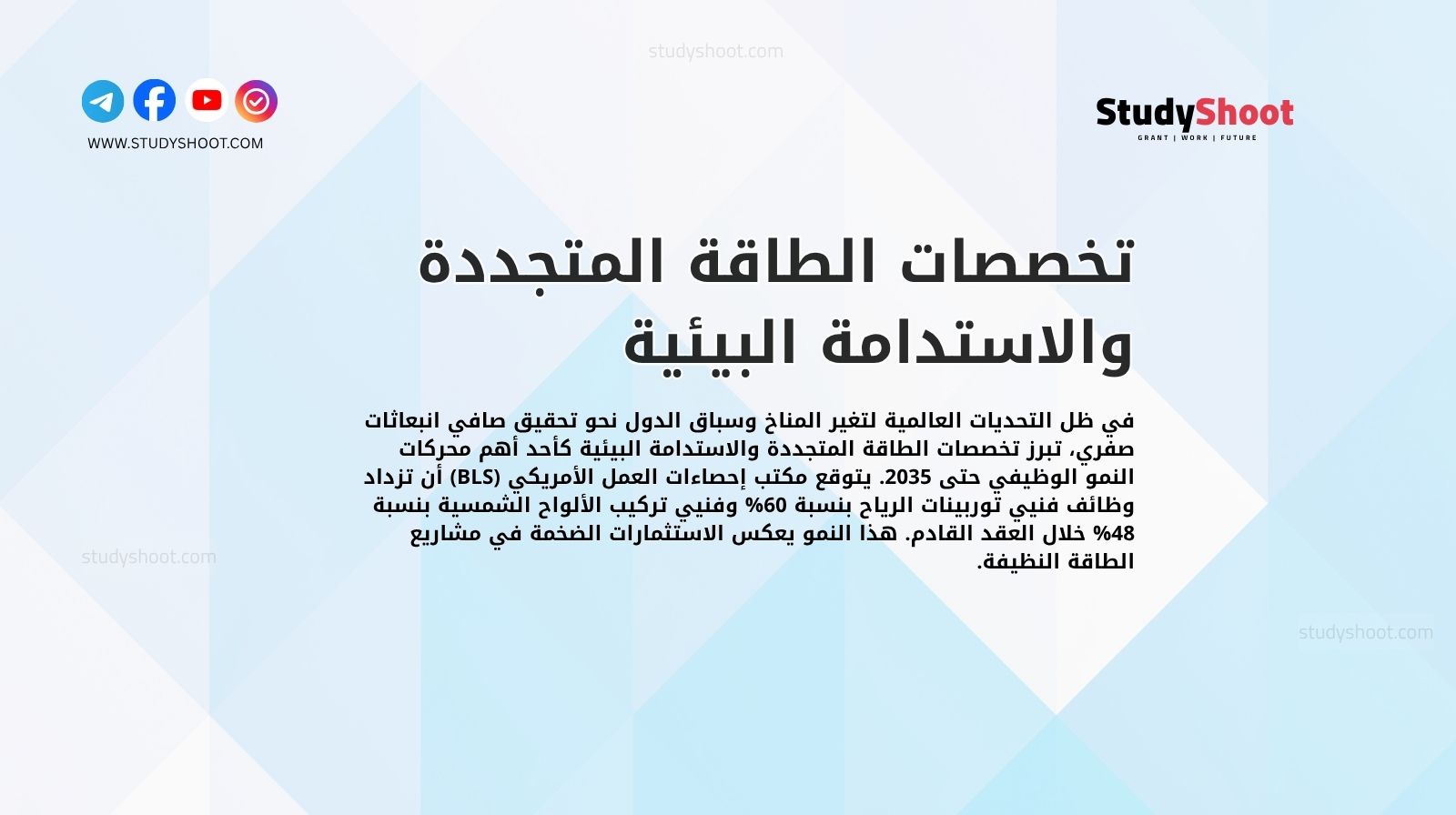 تخصصات الطاقة المتجددة والاستدامة البيئية