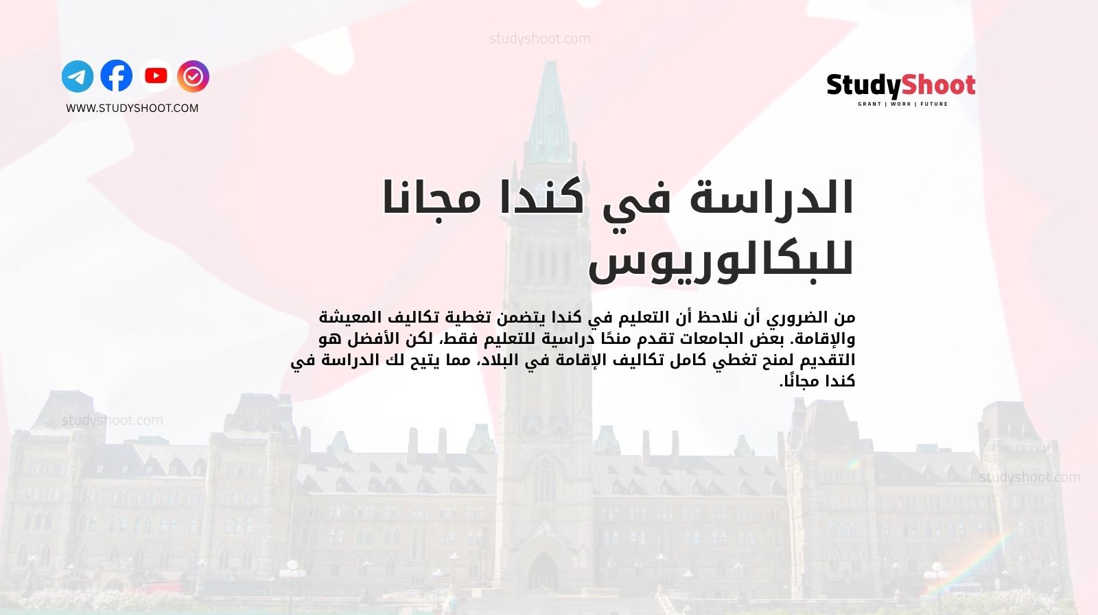 الدراسة في كندا مجانا للبكالوريوس