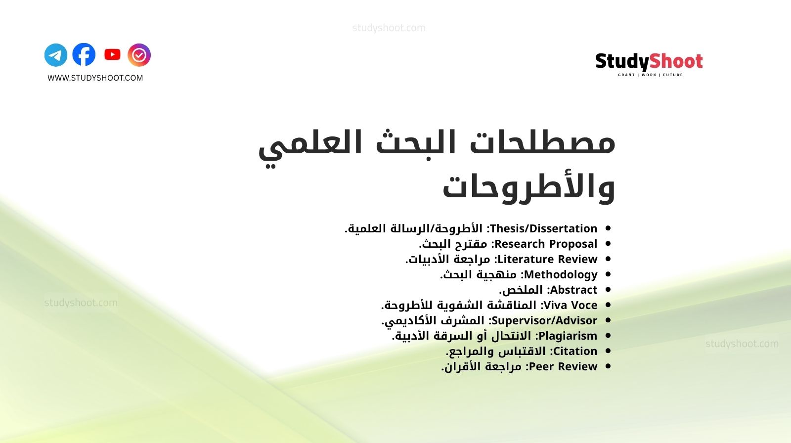 مصطلحات البحث العلمي والأطروحات