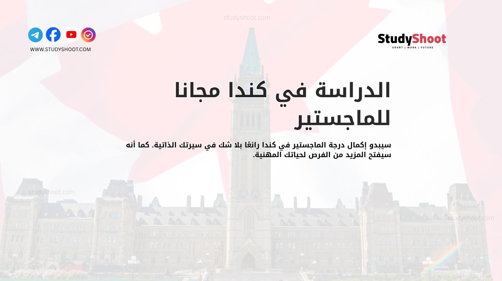 الدراسة في كندا مجانا للماجستير