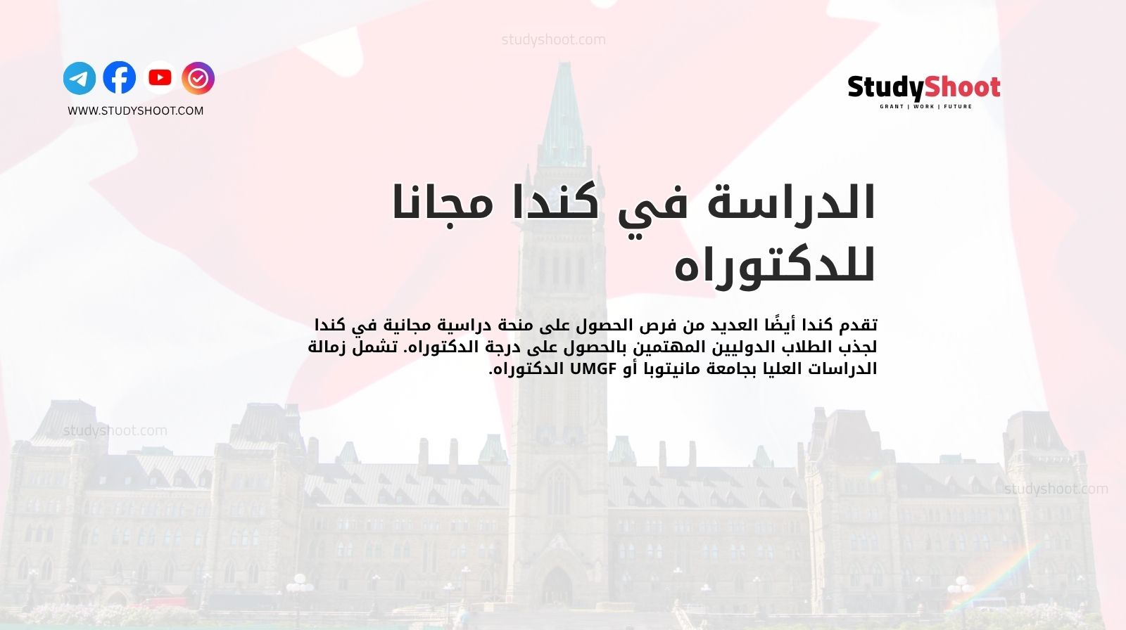الدراسة في كندا مجانا للدكتوراه