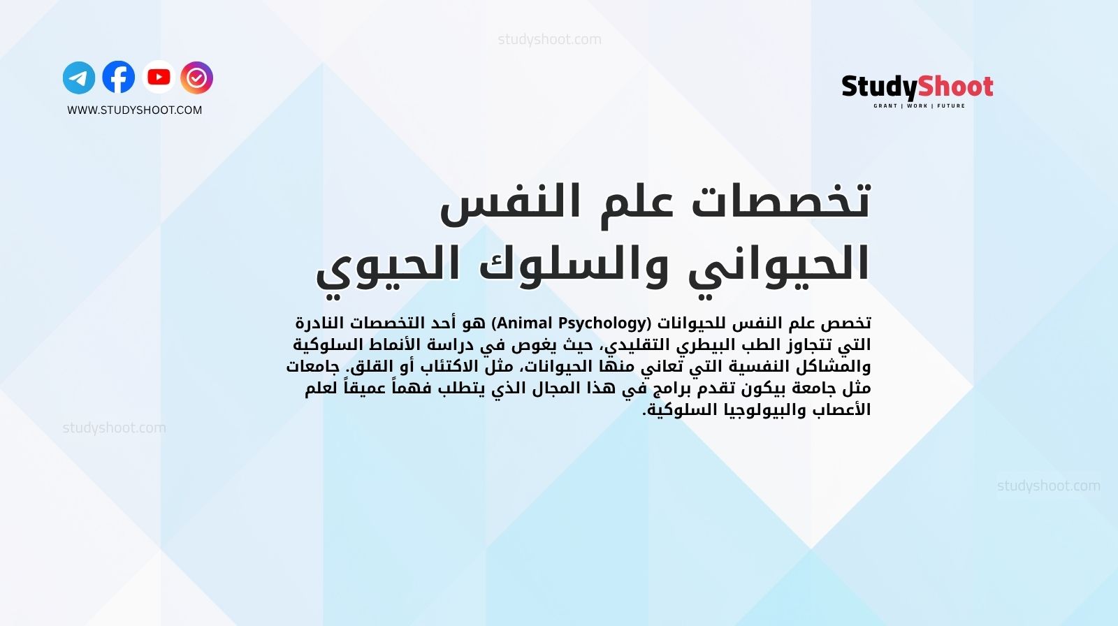 تخصصات علم النفس الحيواني والسلوك الحيوي