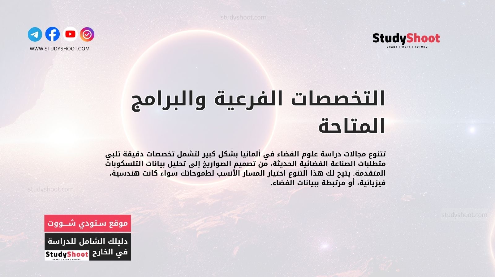 التخصصات الفرعية والبرامج المتاحة