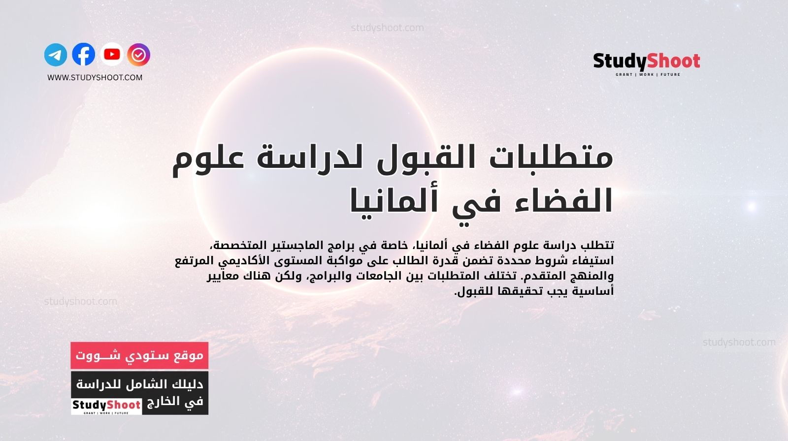 متطلبات القبول لدراسة علوم الفضاء في ألمانيا (البكالوريوس والماجستير)