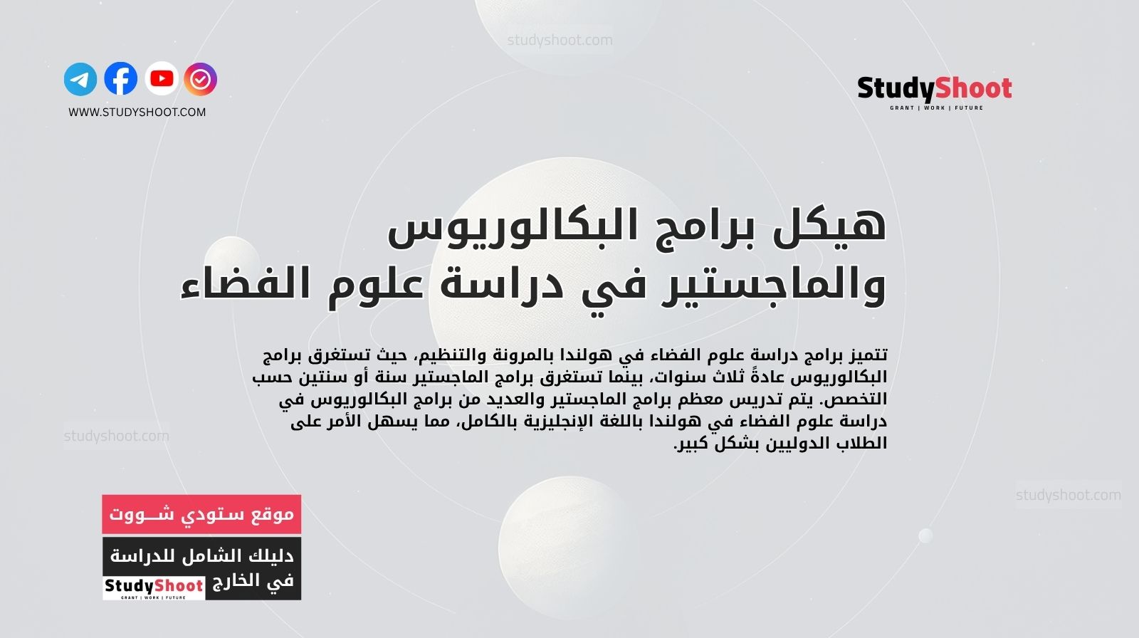 هيكل برامج البكالوريوس والماجستير في دراسة علوم الفضاء في هولندا