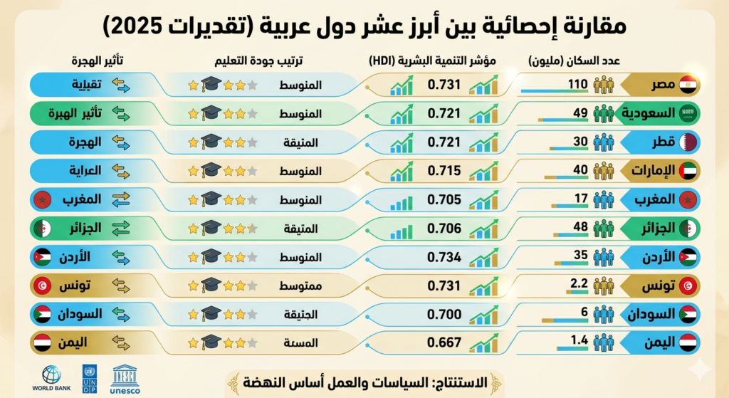 ستودي شووت مقالات ترتيب الدول العربية
