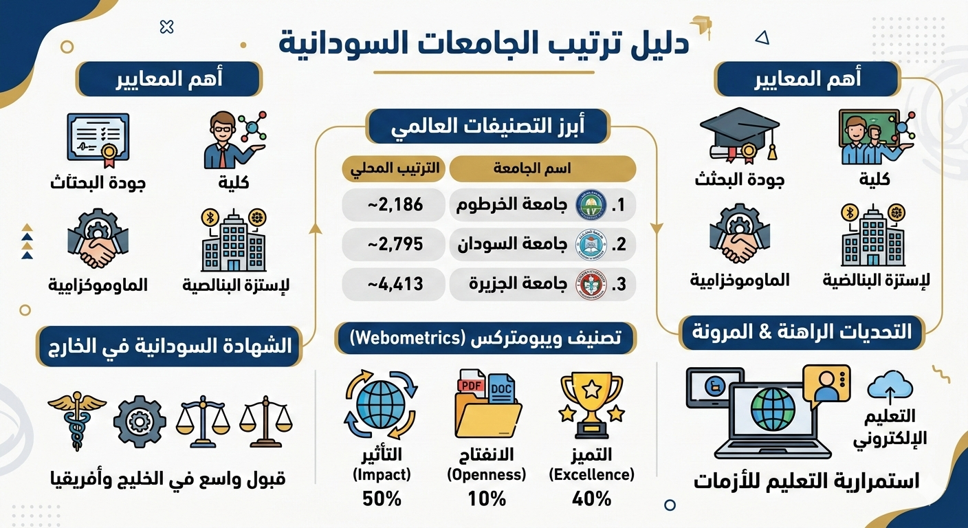 دليل ترتيب الجامعات السودانية: المعايير، التصنيفات، والتحديات الراهنة