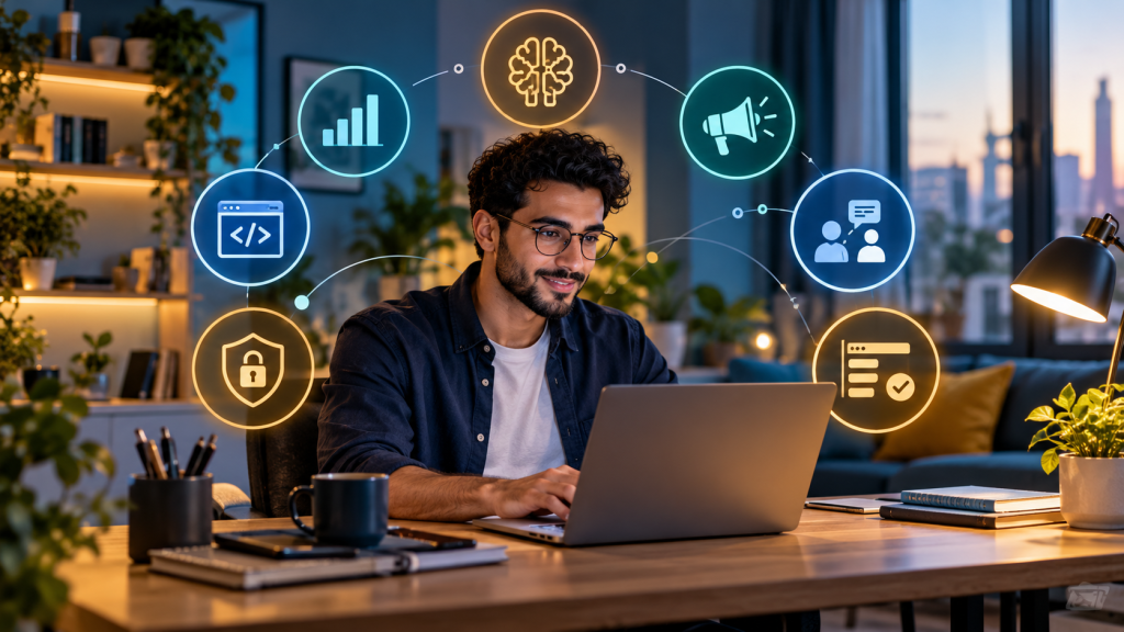 مستقل يعمل على مهارات رقمية مطلوبة في العمل الحر