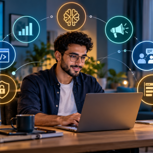 مستقل يعمل على مهارات رقمية مطلوبة في العمل الحر