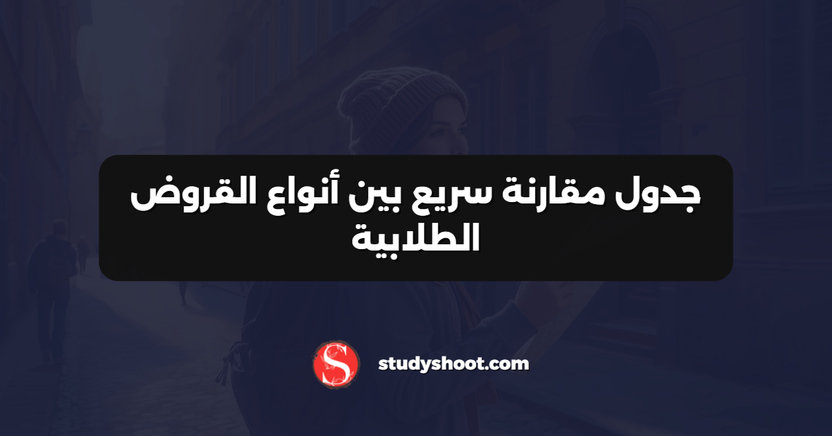 جدول مقارنة سريع بين أنواع القروض الطلابية