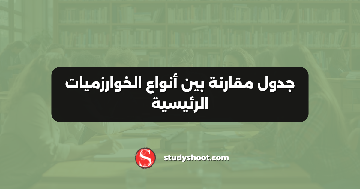 جدول مقارنة بين أنواع الخوارزميات الرئيسية