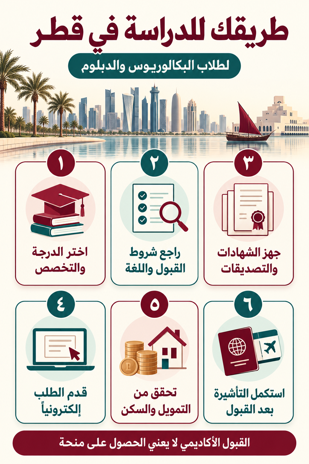 خطوات دراسة البكالوريوس والدبلوم في قطر للطلاب الدوليين