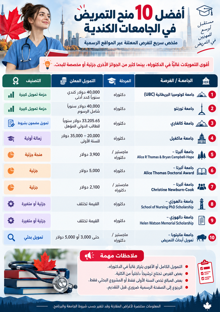 ستودي شووت المنح والقبول الجامعي منح التمريض في الجامعات الكندية