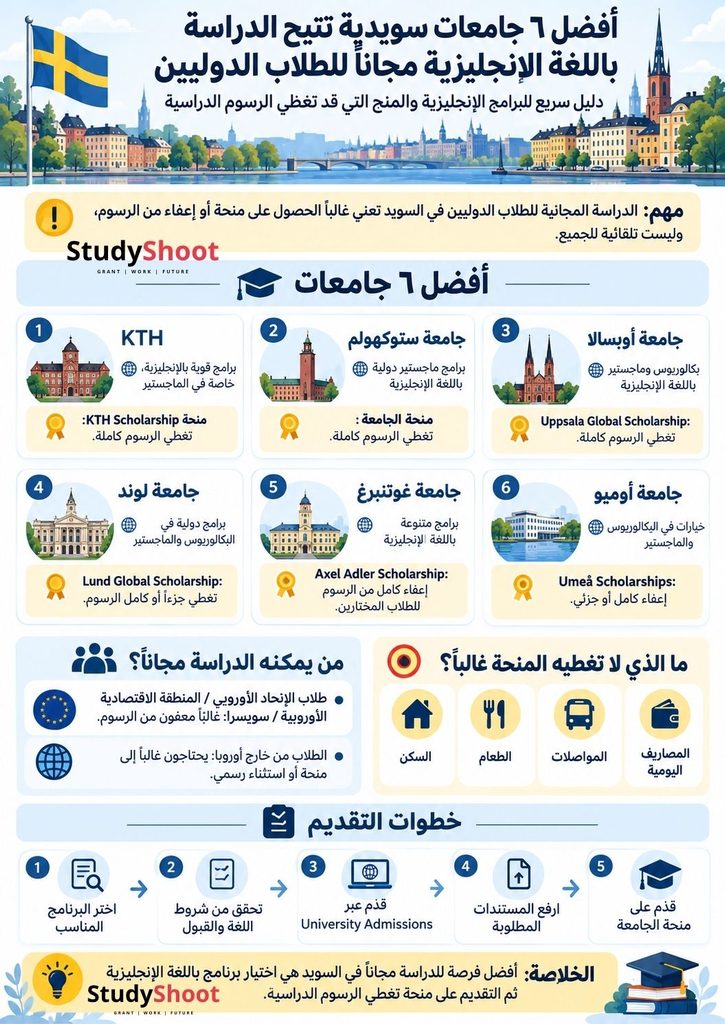 ستودي شووت المنح والقبول الجامعي جامعات سويدية مجانية