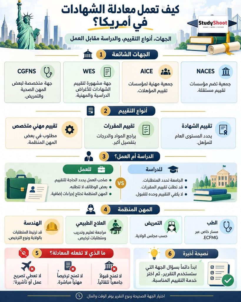 ستودي شووت الجامعات والدراسة في الخارج معادلة الشهادات في أمريكا