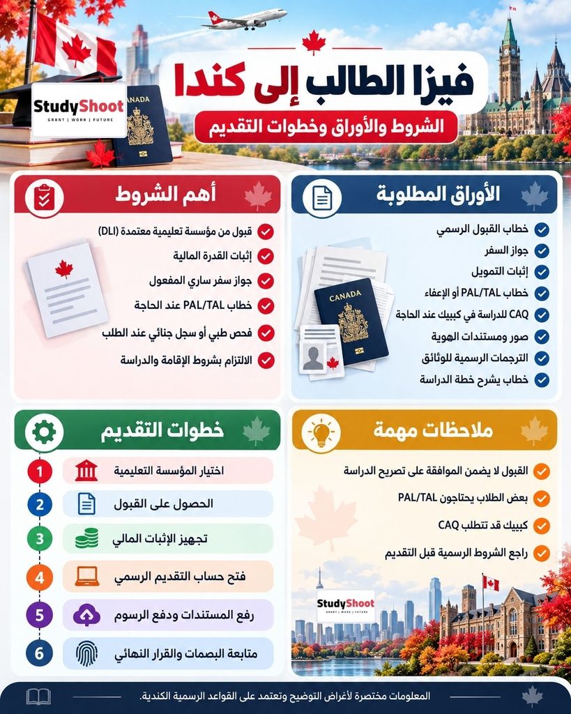ستودي شووت الهجرة والتأشيرات فيزا الدراسة في كندا