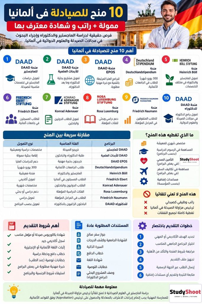 ستودي شووت المنح والقبول الجامعي منح للصيادلة في ألمانيا