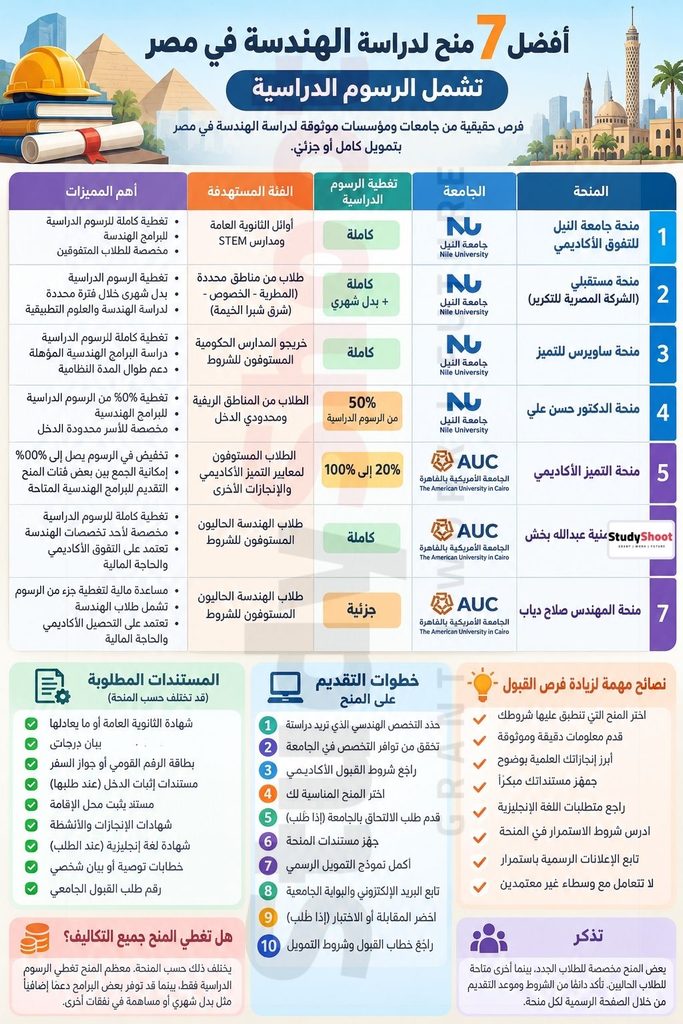 ستودي شووت المنح والقبول الجامعي منح لدراسة الهندسة في مصر